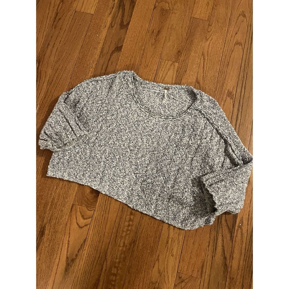 Free People Women's Gray Good‎ Day Pullover Sweater Size XS Cozy Cropped